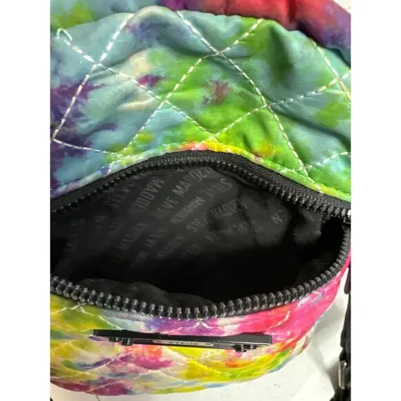 Steve Madden Tie Dye Bright Multicolored Quilted Nylon Crossbody Shoulder Bag - Picture 6 of 9